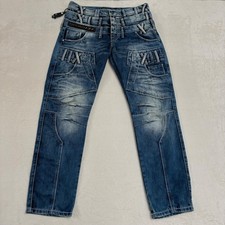 Cipo & Baxx Triple Layer Jeans Men's W36 L32 Blue Distressed Denim Button Fly
