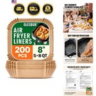 Air Fryer Liners Disposable 200Pcs 8 Inch Non-Stick Parchment Paper Sheets