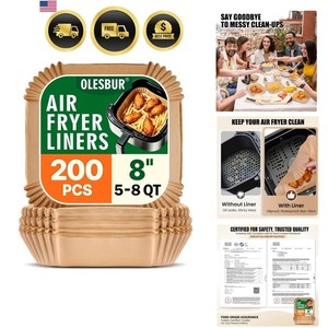 Air Fryer Liners jetables 200Pcs 8 Feuilles de papier parchemin non-brillant de pouce