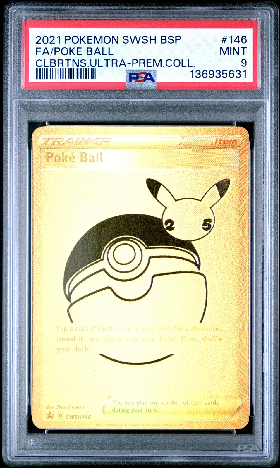 2021 POKEMON SWSH BLACK STAR PROMO #146 FULL ART/POKE BALL PSA 9