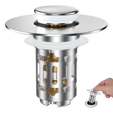 Universal Bathroom Sink Drain Strainer, Upgraded 3 in 1 Pop Up Stopper with R...