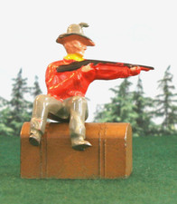 BRITAINS - VINTAGE LEAD FIGURE - WILD WEST - COWBOY RIDER - RIFLE - RED   531