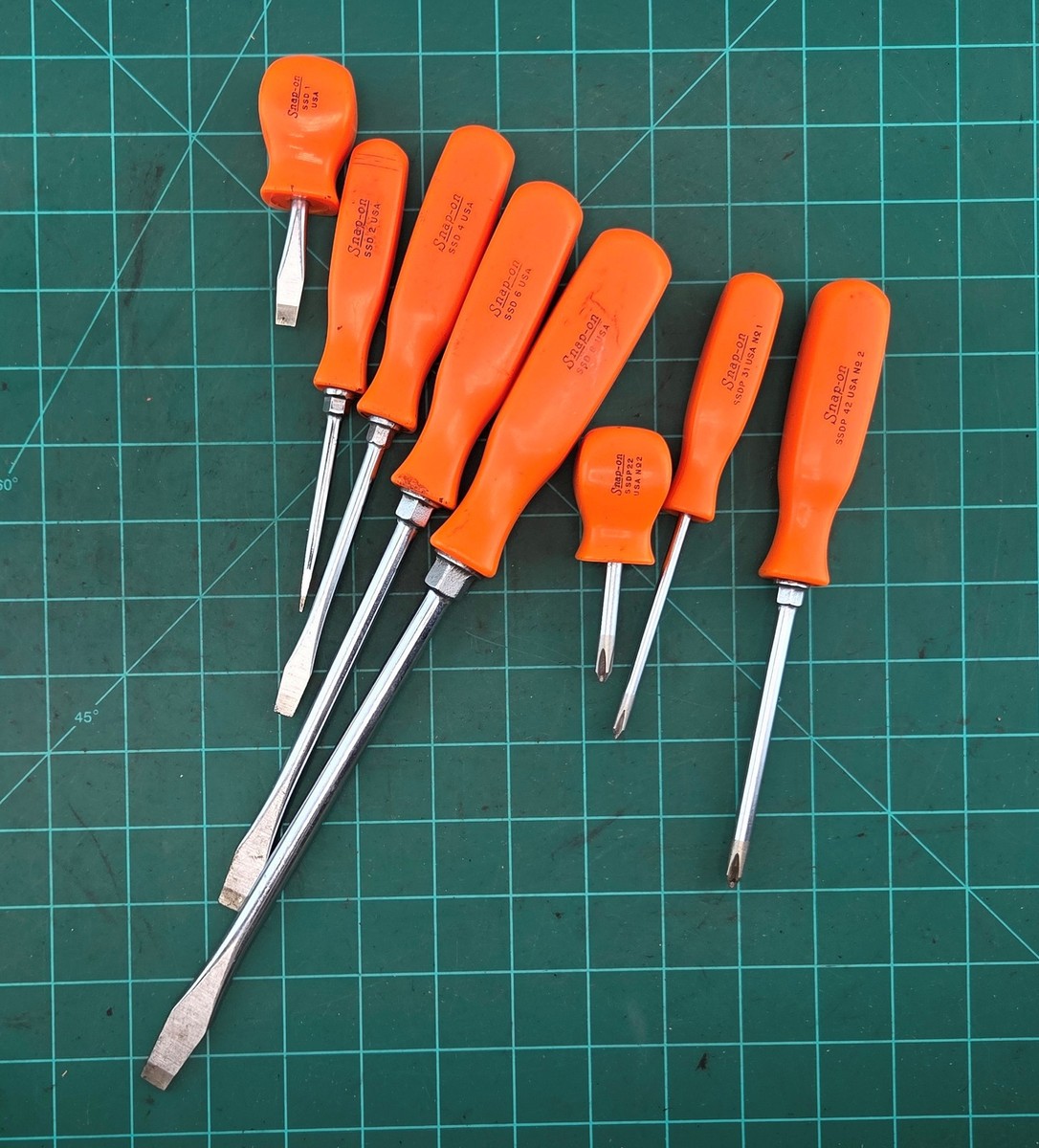 Snap On Tools SDX80O 8 piece VINTAGE Hard Handle ORANGE