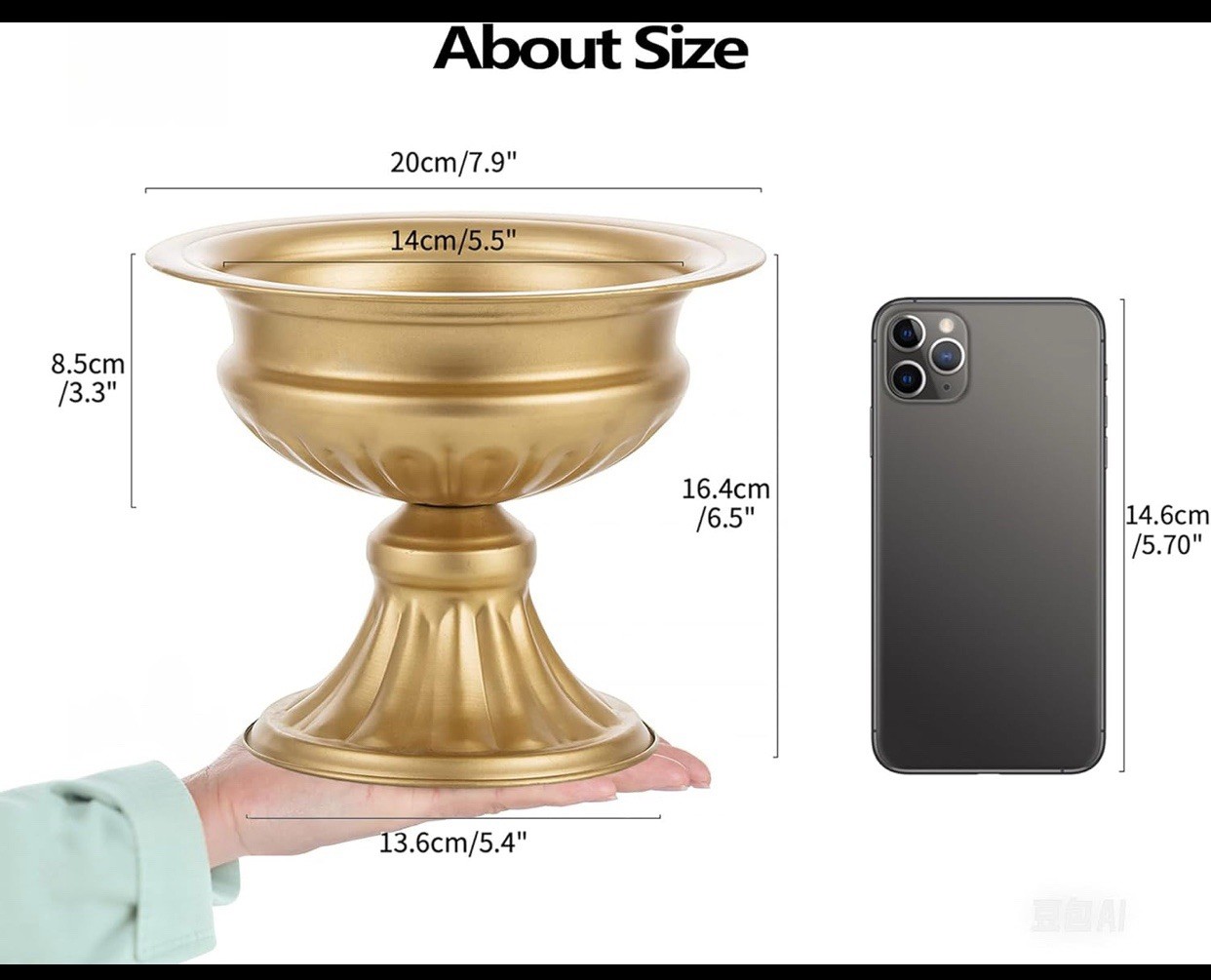 Metal Vases for Table Centerpieces, Hewory Gold Compote Pedestal Vase Floral