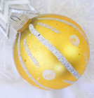 Trio Golden Color Vintage Glass Christmas Ornaments — photo 4