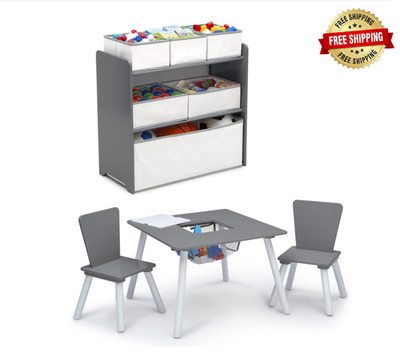 Juego de Mesa y Sillas para Ninos Actividad Organizador de Juguetes Madera 4 Pza