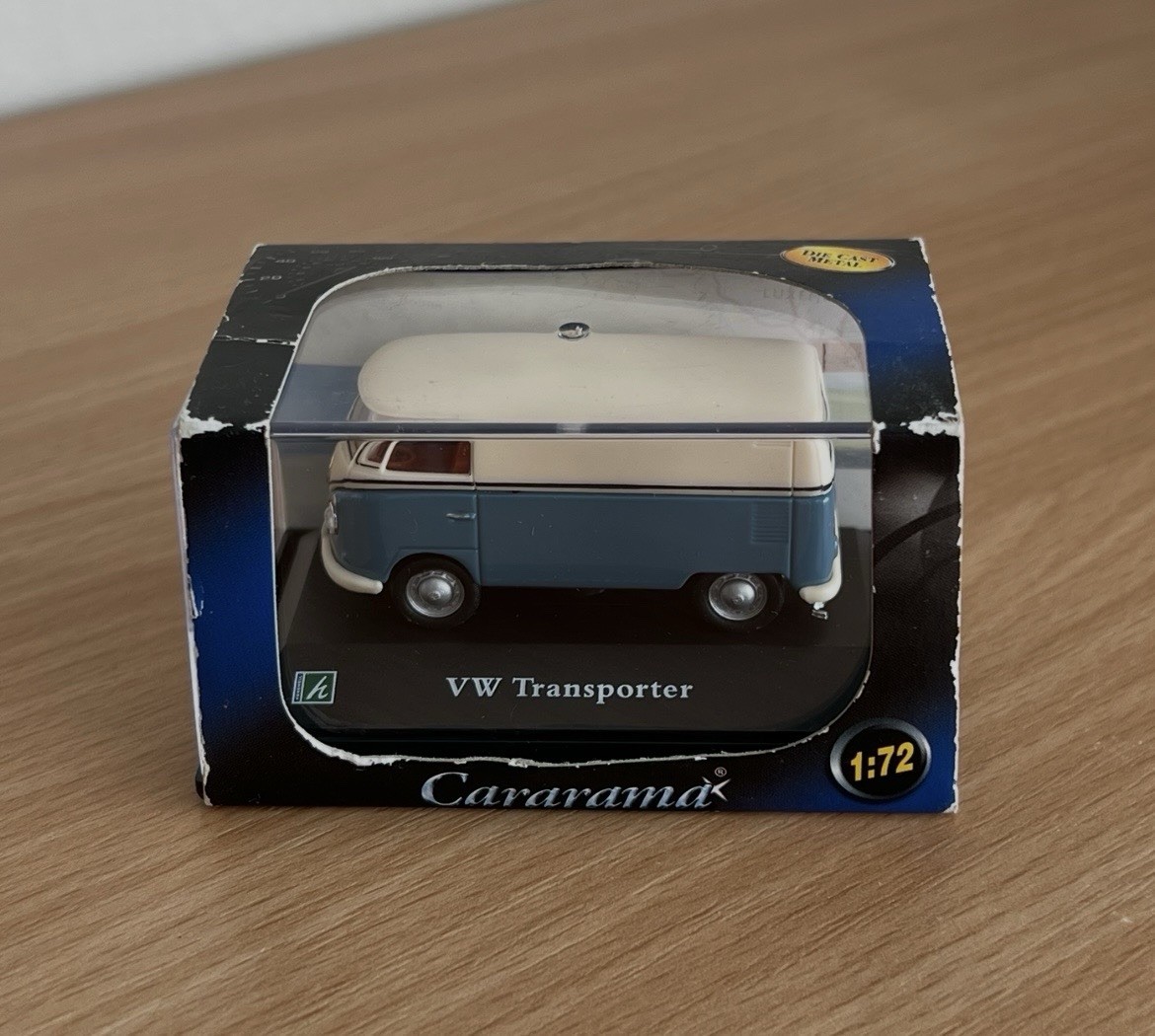 Cararama VW Transporter Blue - OO (1:72) Split Screen Camper Van Die Cast Model
