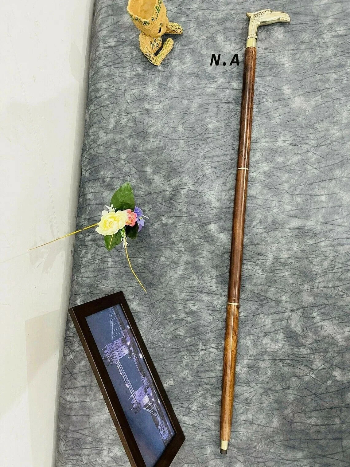 36'' Antique Solid Brass Eagle Handle Wooden Walk… - image 5