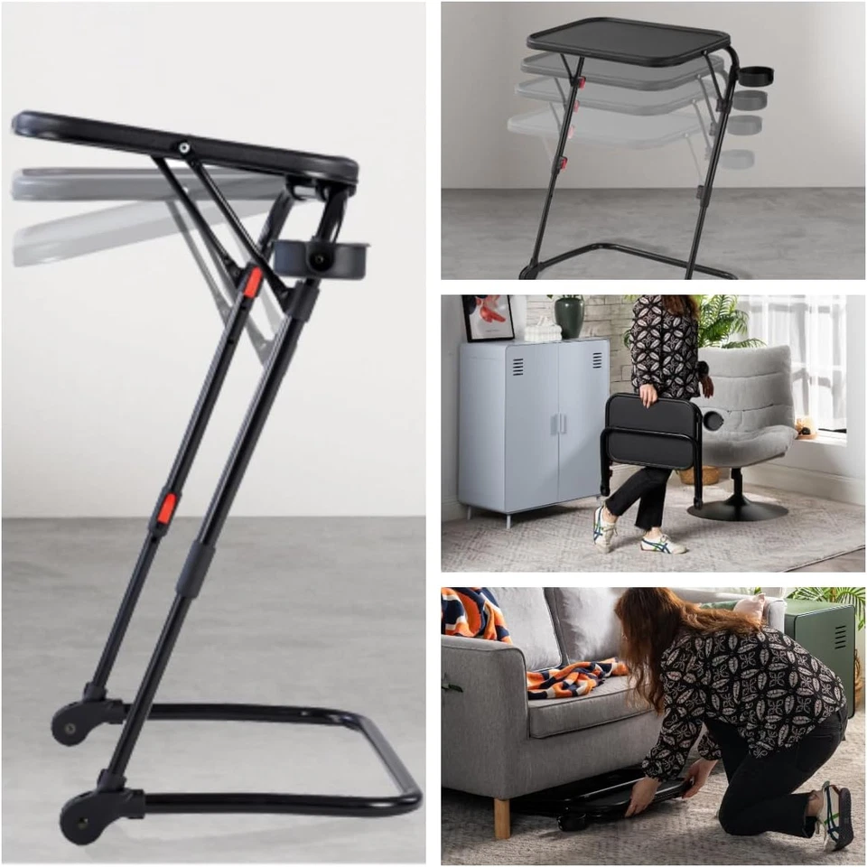 Scrivania Pieghevole Tavolino Da Letto Altezza Regolabile Tavolo Da Caffè Senza  - Immagine 4 di 4