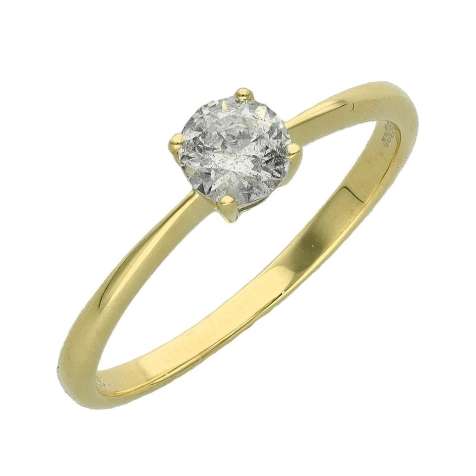Anillo de compromiso solitario de diamantes de oro amarillo de 9 quilates para dama Foto 2 de 4