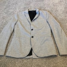 Zara Essentials Daily Outfit Womens Med Grey Textured Two Button Blazer Jacket