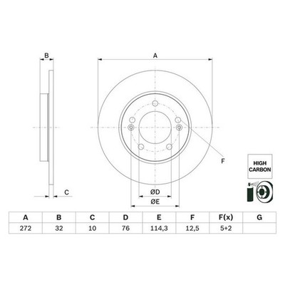 BOSCH Bremsscheibe Ø272mm für HYUNDAI i30 PDE, PD, PDEN PDE, PDEN PDE KIA CEED