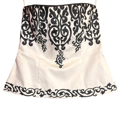 White House Black Market Corset Top Women 4 White Good Embroidered Strapless