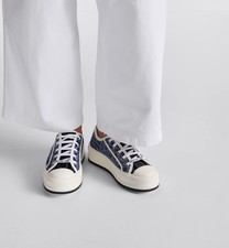 NWB Christian Dior Denim Logo Signature Lace Up Sneakers Walk'n'Dior Platform 41