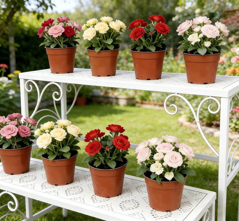 2 Tier Anti-Rust Wrought Iron Plant Stand, Ladder Flower Pot Holder ...