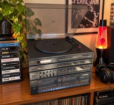 🍊Vintage 1990s Quasar Integrated FM/AM Stereo Turntable Cassette Player WORKS!