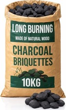 10kg Bag of Premium BBQ Charcoal Briquettes, Hotter Longer Burning Constant High