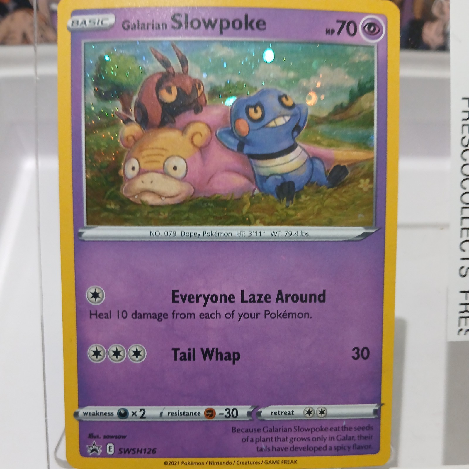 Pokemon Card Galarian Slowpoke SWSH126 Promo cosmos HOLO BLEED HD GALAXY SWIRL12