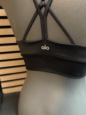 Alo Yoga Lavish Sports Bra  Black (Shiney) Size Medium M EUC Running