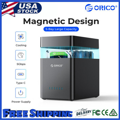 ORICO Type C 5 Bay Hard Drive Enclosure, 3.5'' SATA HDD Docking Station