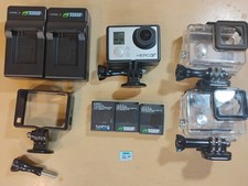 GoPro HERO3 Plus Silver Edition LOT w/ Cases Chargers Batteries 32GB Chip