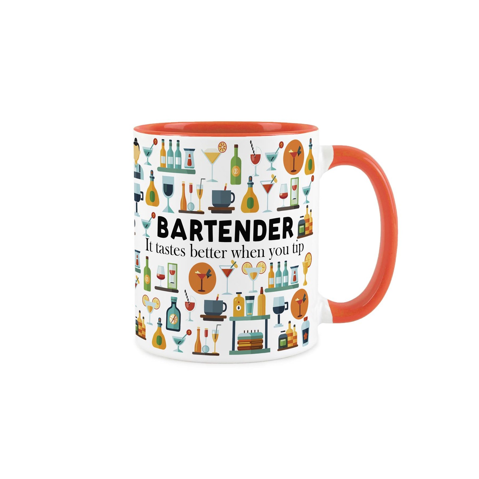 Bartender Mug - Humorous Hospitality & Bar Staff Orange Ceramic Mug Gift