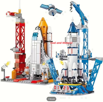 Luft- und Raumfahrtmodell Raumschiff & Raketenstartzentrum Eigenbau 900 Bausteine