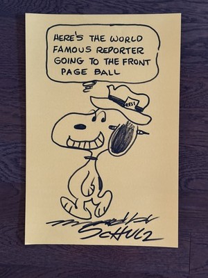 CHARLES SCHULZ SIGNED ORIGINAL SNOOPY DRAWING SKETCH PEANUTS