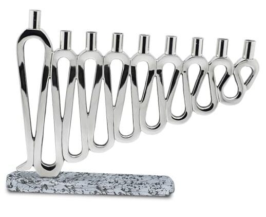 Zion Judaica Artistic Squiggles Menorah with Abstract Base Decorative Chanukah 