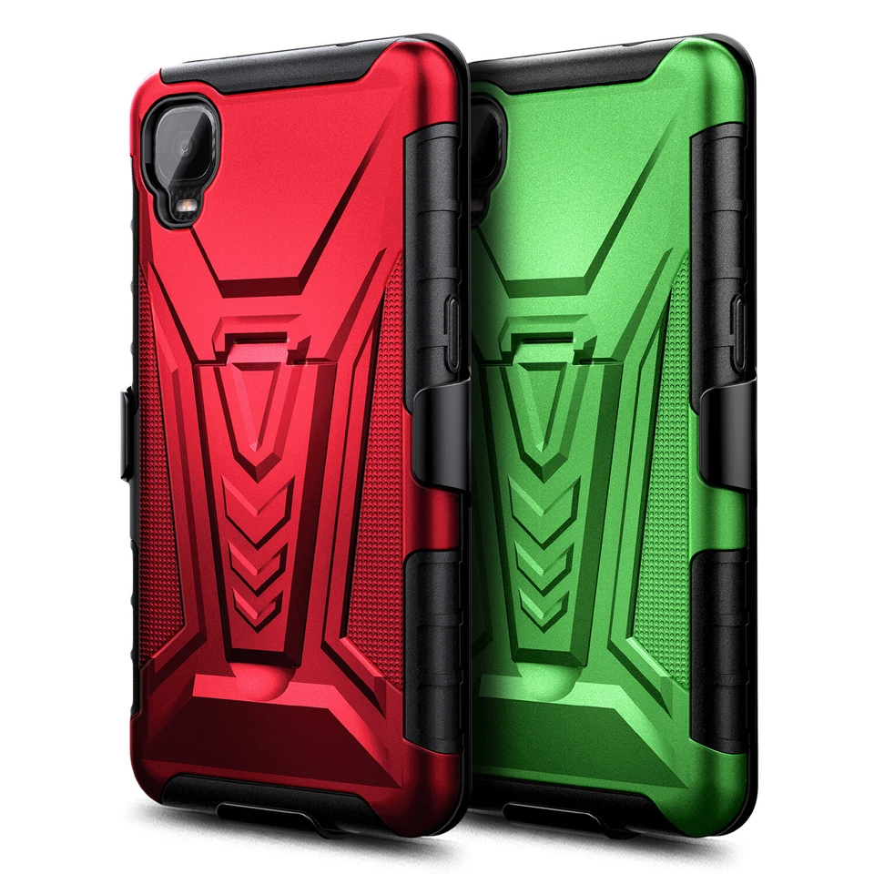 For Alcatel TCL A30 Case Holster Clip Stand Phone Cover w/ Tempered Glass - Image 2 of 4