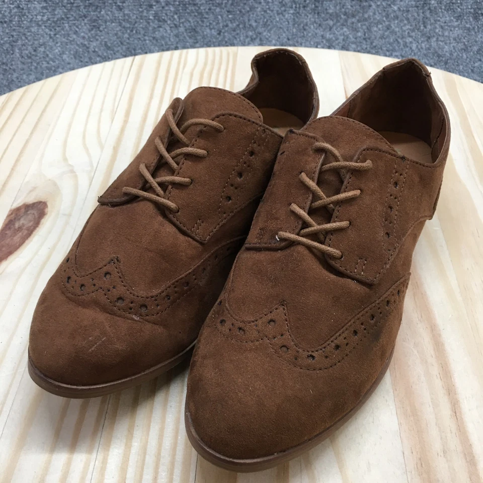 Mossimo Supply Co. Zapatos para mujer 9,5 punta de ala Oxford marrón almendra punta con cordones bajos Foto 3 de 4