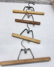 Vintage Lot 1 SETWELL  3 unmarked Wood Hangers Lot Clamp Pants Skirt Wooden