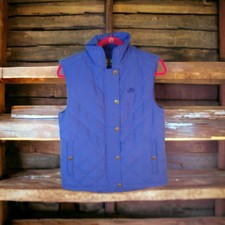 Riding Sport Equestrian Wear Blue Quilted Puffer Vest Women's M Horse Snaps