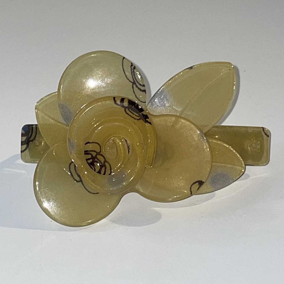 Hair Clip Barrette Handmade In Paris France 3D Flower Cream  display picture 3