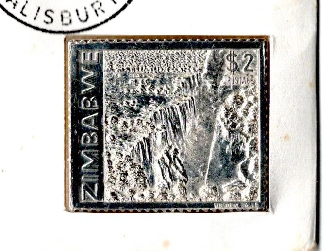 Zimbabwe 1980 First Definitive Issue Livingstone Mint FDC Silver Coloured $2 - Image 2 of 3