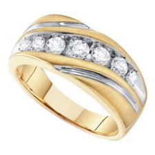 1.00Ct Moissanite Seven-Stone Wedding Band Ring 14K Yellow Gold Plated V-Day
