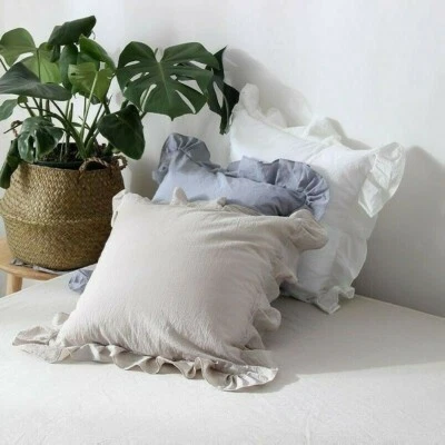 Überwurf Kissenbezug Kissenhülle Rüschen Baumwolle Solid Sofa Sessel Bett Heim - Bild 1 von 4