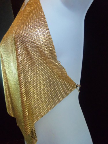Noir Made In USA Rare Heavy Gold Plated Mesh Open back Party Blouse Shirt 14 OZ - Picture 5 of 12