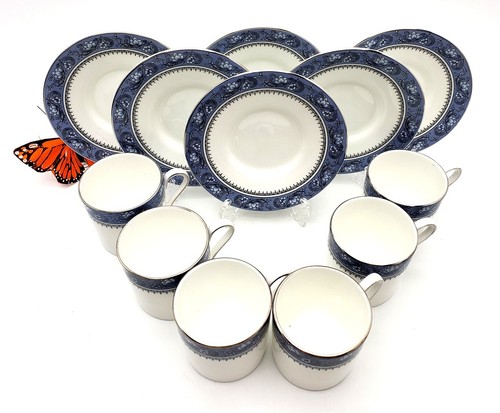 Aynsley Englisch Blau Nebel Doppel Normal Demitasse Knochen China Espresso Box Set - Bild 8 von 24
