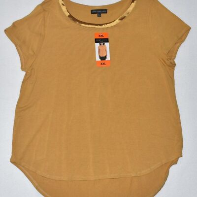 Joan Vass New York  Top Women Size XXL  Marigold Short Sleeve Round Neck NWT