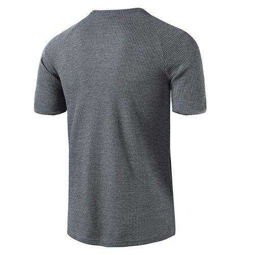 Mens Henley Shirts Short Sleeve Ribbed Buttons Grandad Casual T Shirt Tops Tee - Picture 14 of 26