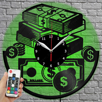 LED Clock Dollar Vinyl Record Wall Clock Led Light Wall Clock 2834