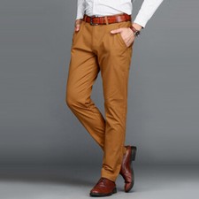 Men Stretch Dress Formal Suit Trousers Pants Straight Leg Casual Work Business