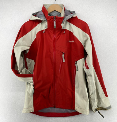 CLOUDVEIL Jacket Mens M Windbreaker Rain Hoodie Full Zip Nylon Red Gray