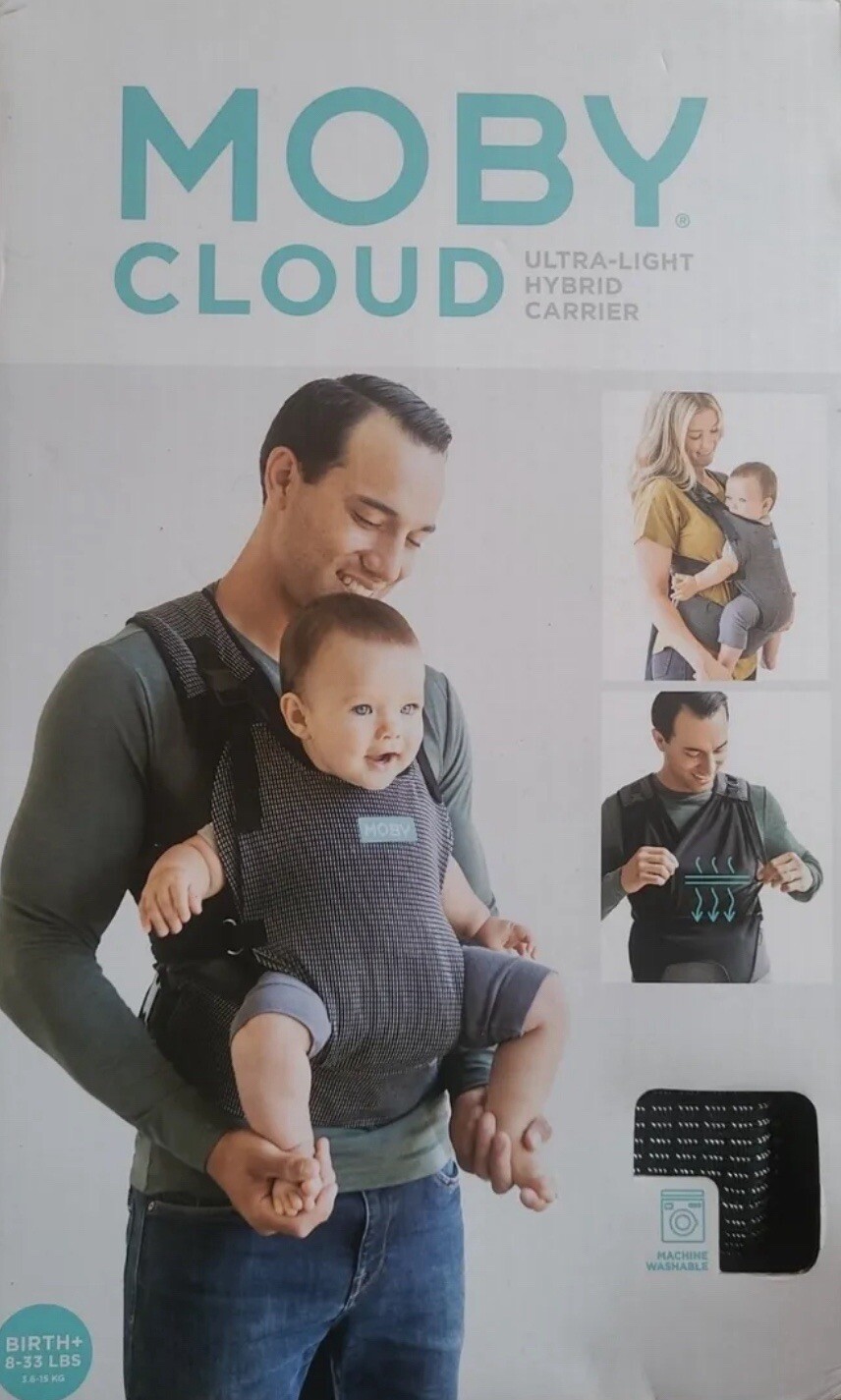 Moby Cloud Ultra Light Hybrid Baby Carrier Sling Black And Gray Birth To 33lbs-image