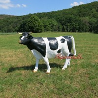 Kuh Figur Lebensgroß Tierfigur Deko Werbefigur Schwarzbunt Fleck Vieh Statue Lin