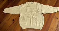 Gorgeous Cream Blarney Woolen Mills Irish Aran Knit Wool Women s Large Sweater