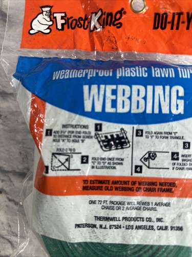 VTG GREEN Frost King Lawn Furniture Re-Webbing 2 1/4" W x 72 Feet Long (24 Yds) - Afbeelding 6 van 8