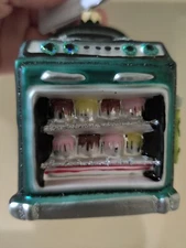 Vtg. Look Teal Oven Stove Christmas Ornament Blown Glass NWT Wondershop Target