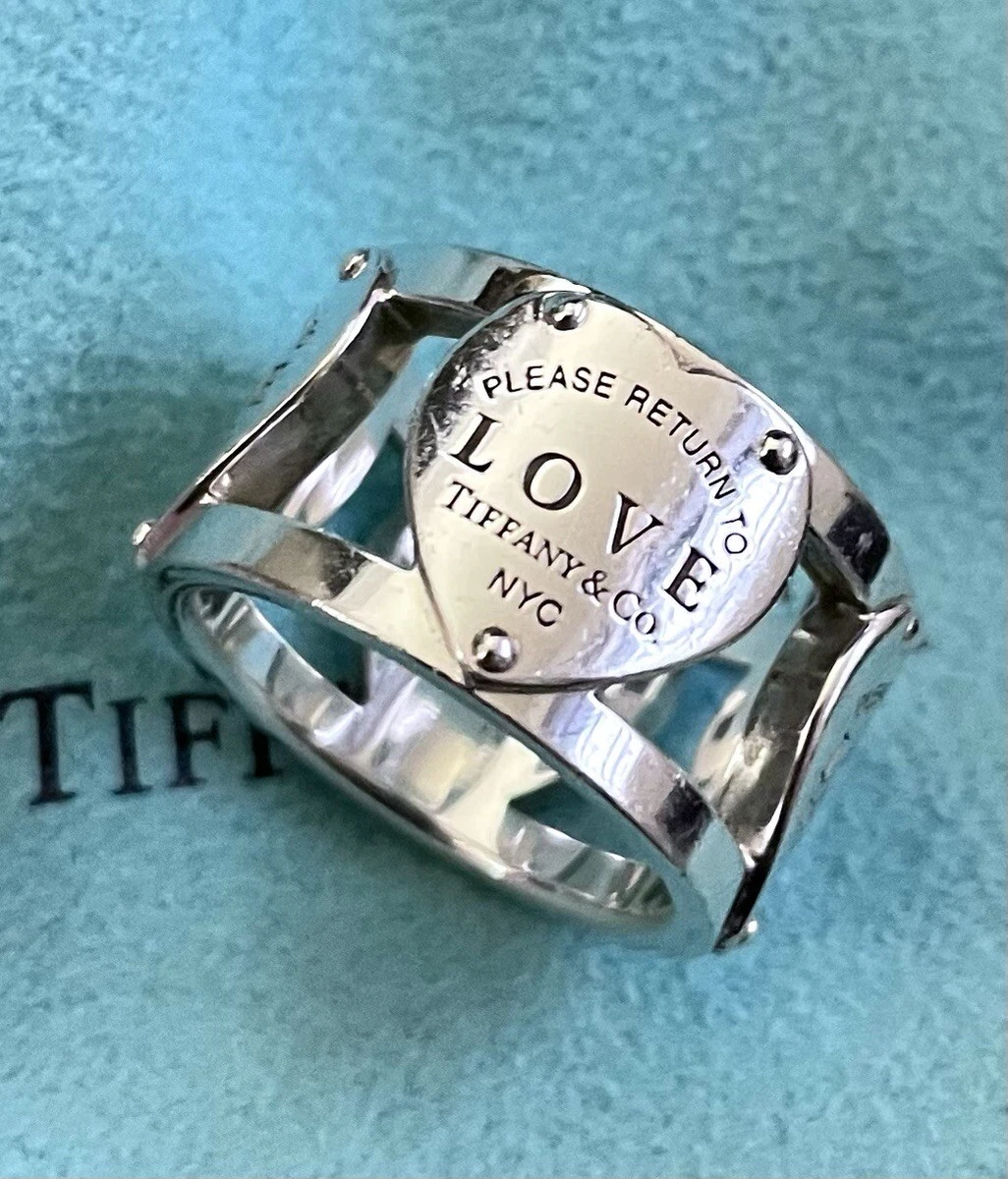 Tiffany & Co. Return NY T&co Sterling Silver 925 Wide Love Band Ring Size 4.75